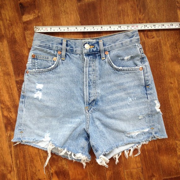AGOLDE - High Waisted Distressed Cut-Off Shorts - Picture 12 of 13